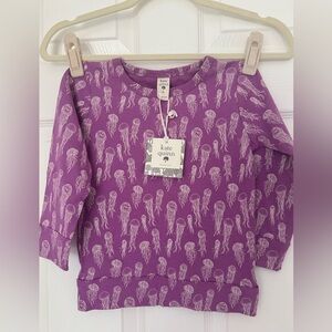 Kate Quinn long sleeve crew neck shirt, purple jellyfish, organic cotton 4T BNWT